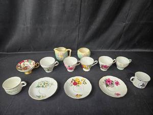 lot 125 image: Collection of Vintage Bone China Tea Cups, Plates, and Creamers