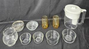 lot 131 image: Collection of Glass Kitchenware - Set including Drinking Glasses, Bowls, and Pitcher