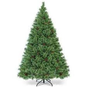 6 ft. Green Pre-Lit Carolina Pine PVC Artificial Christmas Tree with Pinecones and LED Lights