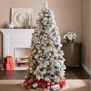6 ft. Pre-Lit Artificial Christmas Tree Hinged Pencil Christmas Tree Decorated Snow