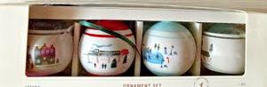 Winter Scene Ceramic Bulb Christmas Tree Ornaments (Set of 4) - Hearth & Hand with Magnolia