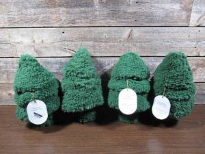 Set of 4 12.75 Tall Decorative Faux Fur Trees