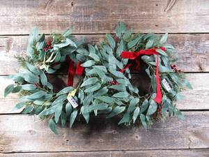 Set of 2 11 in. Faux Fur & Eucalyptus Wreaths