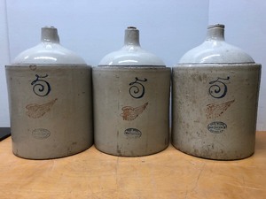 lot 173 image: 3 Antique RED WING Stoneware 5 Gallon Jugs