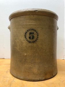 lot 177 image: Antique 1880s era Pech & Sons 5 Gallon Stoneware Crock