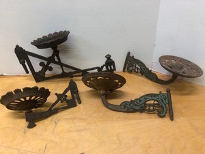 lot 181 image: Group of Ornate Antique Cast Iron Wall Sconces