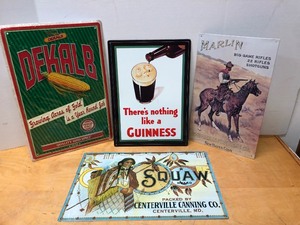 lot 185 image: Lot of 4 Metal Contemporary Advertising Sign