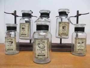 lot 158 image: Halloween Display wGlass PotionElixer Jars