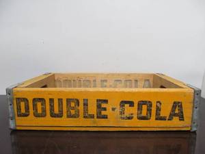 lot 52 image: Vintage Yellow Wood DOUBLE COLA Soda Advertising Crate