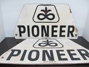 lot 53 image: 2 Vintage 1950s-60s era PIONEER Seed Corn Farm Signs