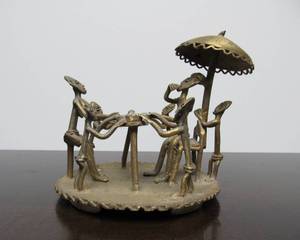 lot 116 image: Old Vintage African BronzeBrass Small Ceremonial Sculpture wFigures