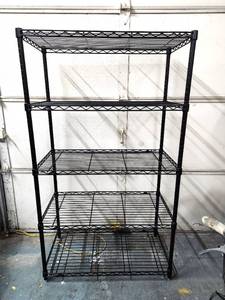 lot 69 image: Lot of 3 Black Metal Tri-Metro Shelving Units