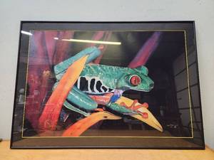 lot 289 image: Large Framed Signed Frog Artist Proof Print by Sarah Dean Colle