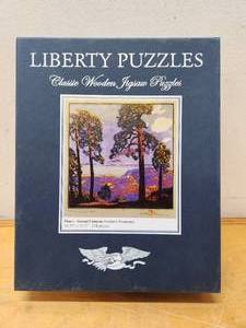 lot 350 image: Top Quality LIBERTY Wood Piece Jigsaw Puzzle - Pines Grand Canyon by Gustave Baumann - 194 Pieces