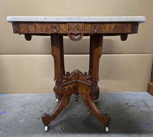 lot 18 image: Beautiful Antique Eastlake Style Marble Top Parlor Table