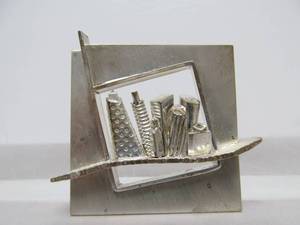 lot 45 image: Sterling Silver Modernist Cityscape Brooch