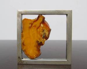 lot 56 image: Signed Sterling Silver & Amber Box Brooch