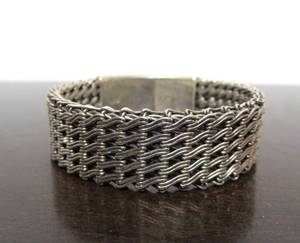 lot 59 image: Heavy Thick Braided Sterling Silver Bracelet