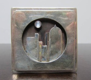 lot 62 image: Very Nice 3D Sterling Silver Cityscape Brooch wMoonstone