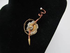 lot 66 image: Mixed Metal Sculptural Modernist Brooch by Beth Piver wSilver Brass & Copper