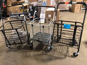 lot 8 image: lot of Assorted Milwaukee Heavy-Duty Steel Shopping Cart with Accessory Basket   Customer Returns See Pictures