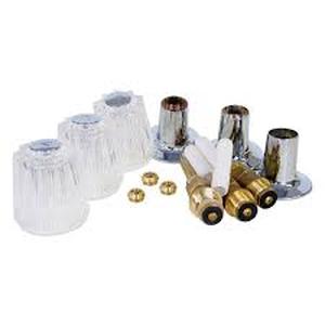 lot 38 image: Lot of Everbilt Shower Valve Rebuild Kit in Chrome Finish with Clear Acrylic Round Knobs for Price Pfister   Customer Returns See Pictures
