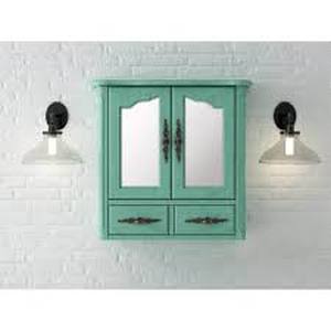 lot 40 image: Home Decorators Collection Provence 24 in. W x 23 in. H Rectangular Wood Framed Wall Bathroom Vanity Mirror in Vintage Turquoise Customer Returns See Pictures