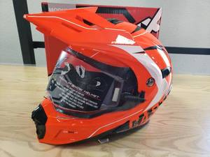 lot 117 image: Castle CX950 V EL Modular Helmet with heated shield Dual Sport - OrangeBlackWhite - 3XL