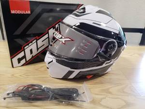 lot 123 image: Castle EL CX935 Raid Modular Helmet with heated shield - WhiteBlack - 3XL