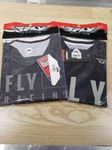 lot 235 image: 2 - Fly Racing Jerseys - 1) Patrol Jersey - Grey - 3XL  2) F-16 Jersey - Black - 3XL