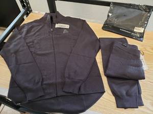 lot 232 image: Tobe Ovis Merino Wool Mid Layer Shirt & Pants - Color Shadow - Size Large