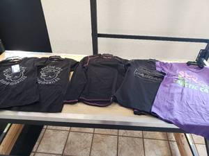 lot 240 image: Womens size Small - 4 t-shirts (various colors) and 1 FXR Pyro Thermal Long sleeve BlackPink (microfleece base layer)
