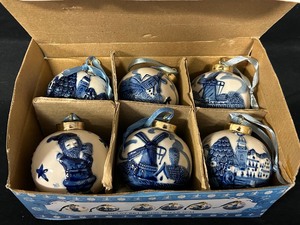 Deft Blue Handpainted Ornaments in Original Box