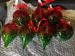 7 Glass Red & Green Ornaments