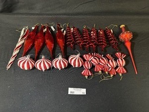 Large Assortment of RedCandyCane Glass Ornaments