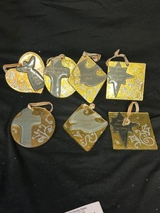 7 Glass Gold Painted Ornaments