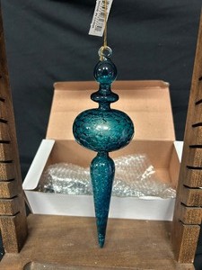2 Melrose Blue HandBlown Glass Ornaments