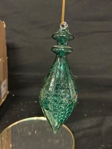 Set of 2 Teal Glass Ornaments
