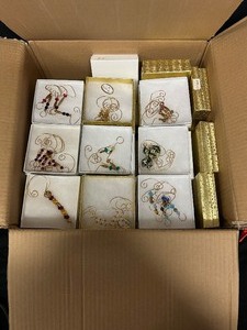 Box of Assorted Gold Plated wired Swarovski Crystal Ornament Hangers