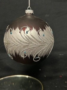 Box of 4 Medium Sized Silver and Red Glass Ornaments