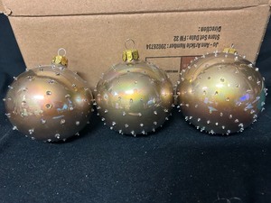 3 Tan Pearl Glass Ornaments