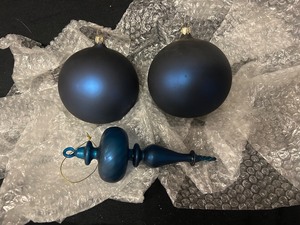 3 Matte Blue Glass Ornaments