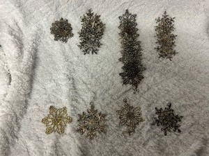 Large Assortment of Pewter Snowflake Ornaments