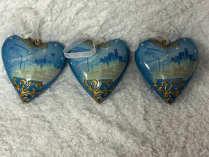 3 Glass Heart Ornaments
