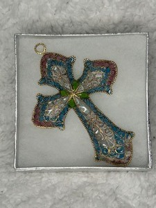 Colorful Gold Plated Cross Ornament