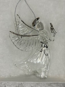 Silver Plated lining Glass Angel Ornament