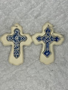 Blue Ceramic Cross Ornaments 2