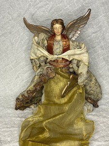 Vintage Harp Playing Angel Tree Topper