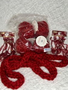 New Red Yarn Garland with New Ribbon and Beads Garland