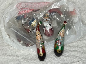 Bag of Wood Santa Shaker Ornaments